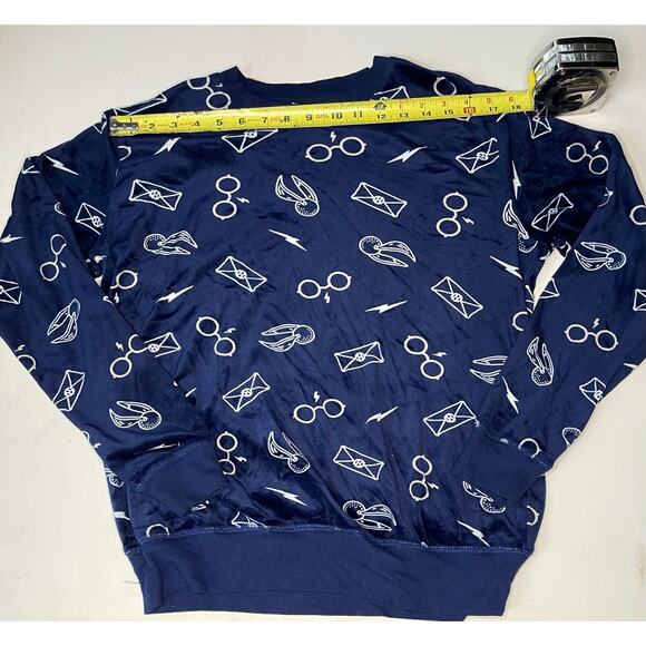 Harry Potter Wizarding World Velour Sweatshirt Sm Blue Glasses Letters Lightning - Picture 3 of 10